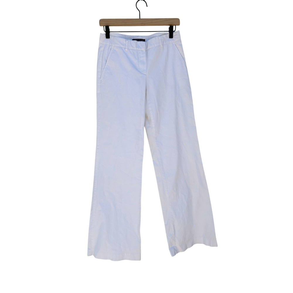 Theory‎ Wide Straight Leg White Cotton Elastane Pants, Size 4